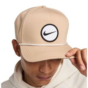 Nike Dri-Fit‎  Pro Retro 72 Golf SnapBack Hemp/white  Hat cap S/M patch MSRP $37